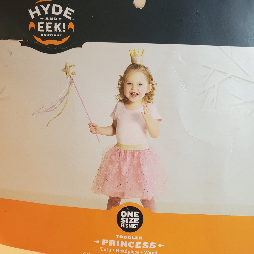 Princess Costume Set Pink Gold Tutu Skirt Crown Headband Star Wand Kids - Picture 9 of 9